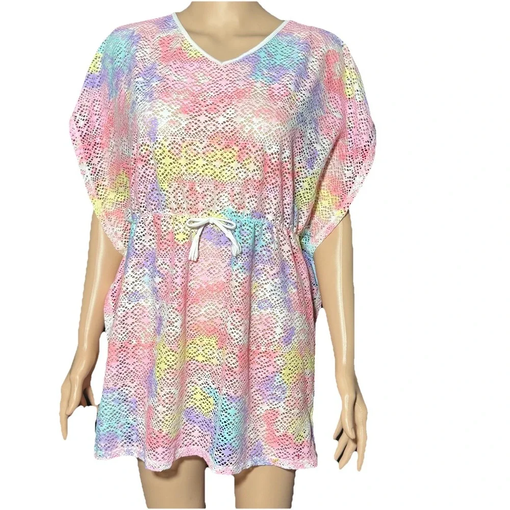 The Children's Place Pastel Tie-Dye Mesh Beach Cover-Up Dress Girls XXL 16